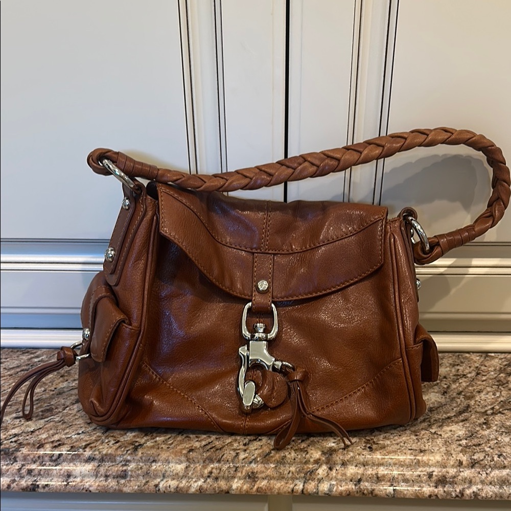 Francesco Biasia Brown Shoulder Bag with Braided Strap